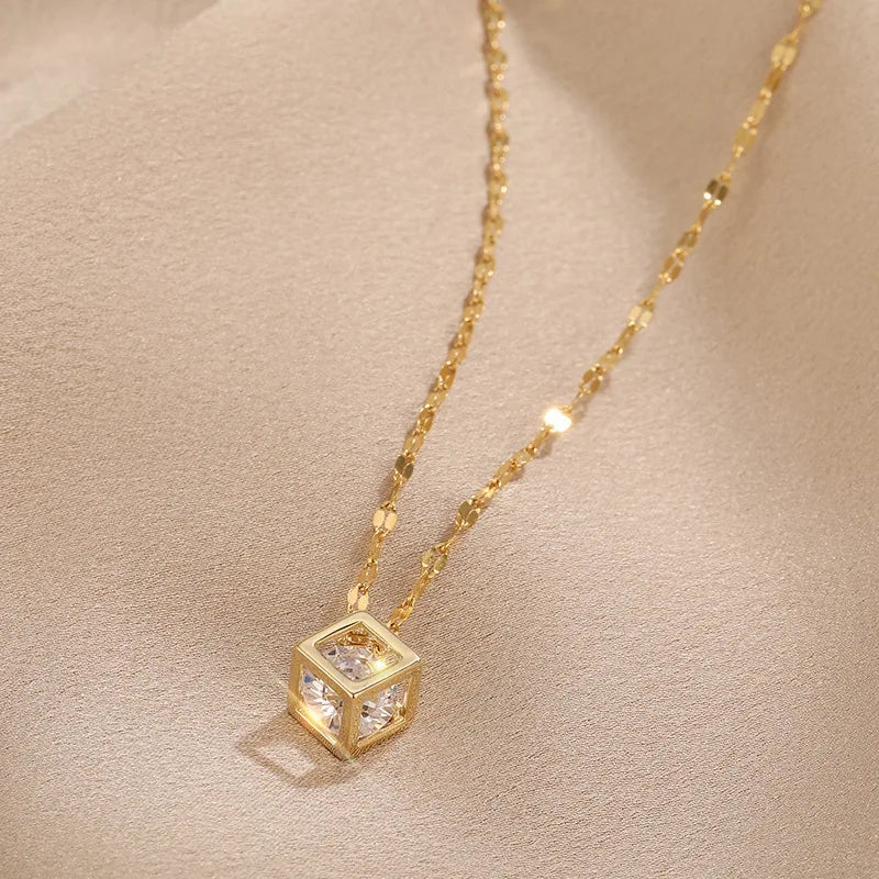 Colar Cubo com Zircônia