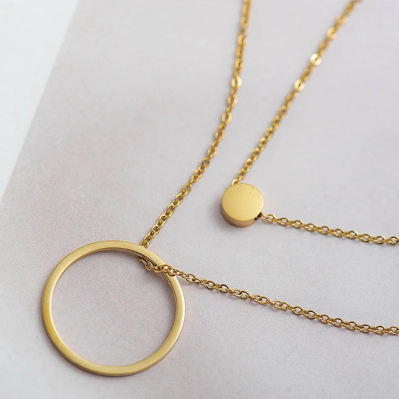 Colar Duplo Circular Paris 18K